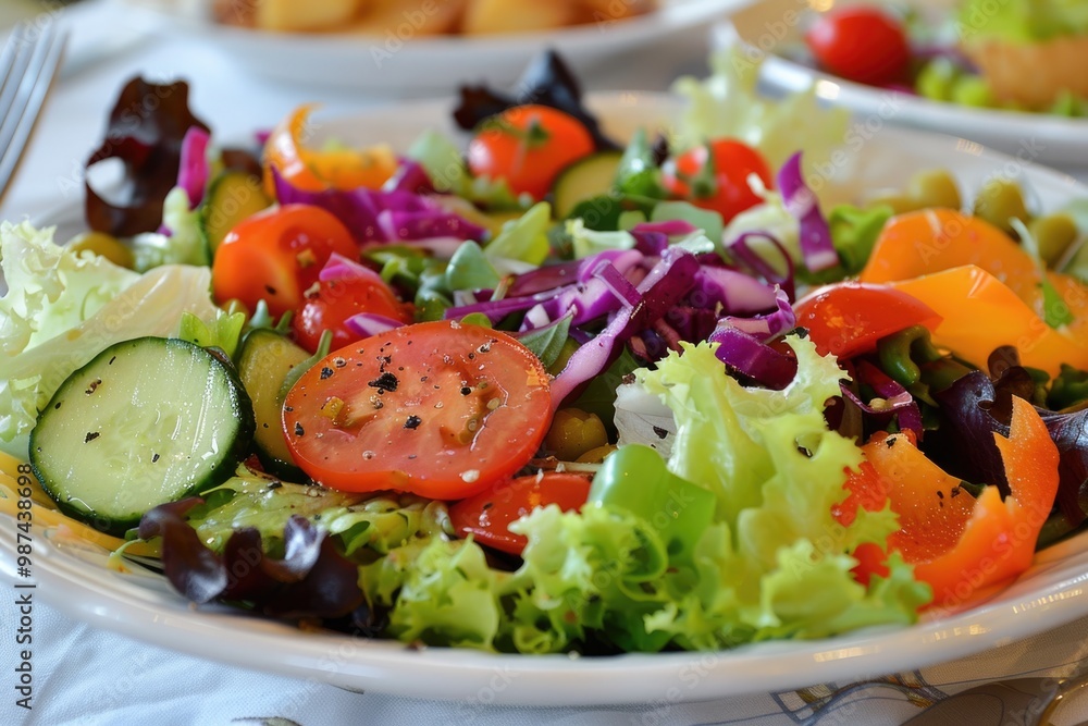 Fresh Mixed Vegetable Salad Close-Up - Healthy Eating Concept Fresh Mixed Vegetable Salad Close-Up - Healthy Eating Concept