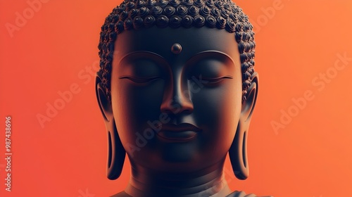 Serene 3D Rendered of Buddha in Contemplative Pose with Calm Face and Closed Eyes Representing Spiritual Meditation and Inner Peace