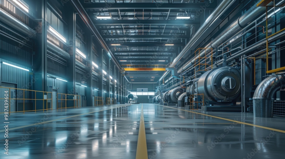 Futuristic Industrial Facility Hallway with Sleek Modern Design Futuristic Industrial Facility Hallway with Sleek Modern Design