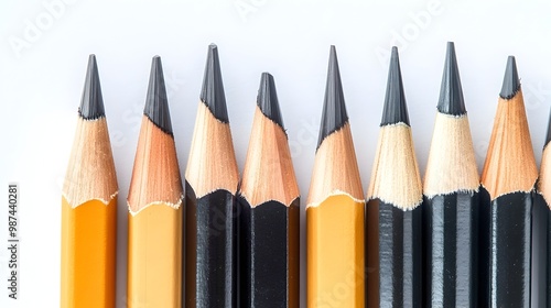 Wallpaper Mural Sharpened Pencils in Striking Ebony Pattern on Minimalist White Background Torontodigital.ca