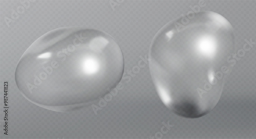 cosmetic moisturizer water molecule, Cosmetic Essence, Liquid bubble, Molecule inside Liquid Bubble on transparent background, 3d rendering