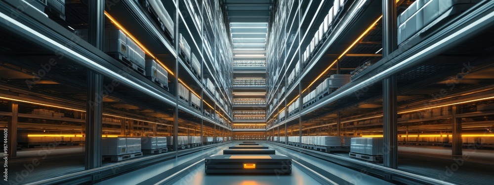 Obraz premium Modern automatized high rack warehouse