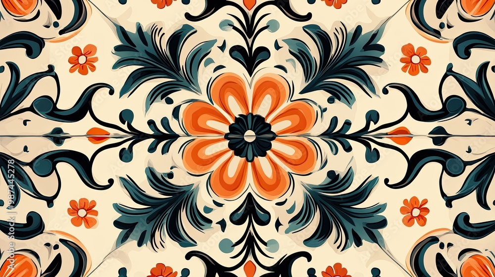 Obraz premium romanian ceramic tile pattern. Vector illustration