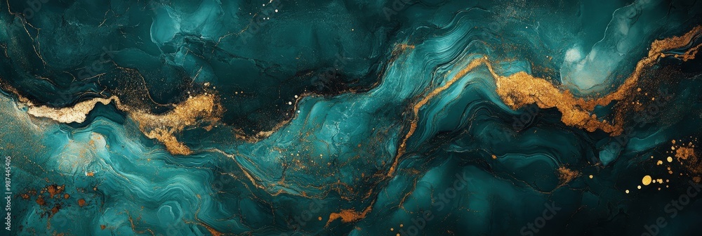 Teal and Gold Abstract Marble Background Design Teal and Gold Abstract Marble Background Design