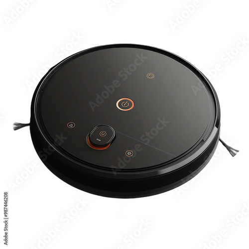 Efficient robot vacuum cleaner with sleek modern design on transparent background for smart home cleaning solutions