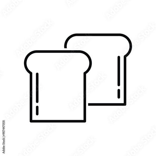 bread toast icon breakfast design concept outline style