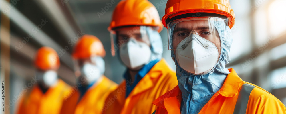 Engineers in full protective gear managing biomass energy production, industrial safety, renewable energy Engineers in full protective gear managing biomass energy production, industrial safety, renewable energy