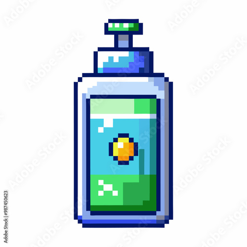 Pixel Art Lotion Bottle Vector Icon in Retro Style