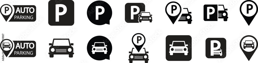 Parking icons set flat styles. Car parking place vectors. Traffic signs illustration. Public parking, road signs and pin marker isolated on transparent background. Street road signs business concepts. Parking icons set flat styles. Car parking place vectors. Traffic signs illustration. Public parking, road signs and pin marker isolated on transparent background. Street road signs business concepts.