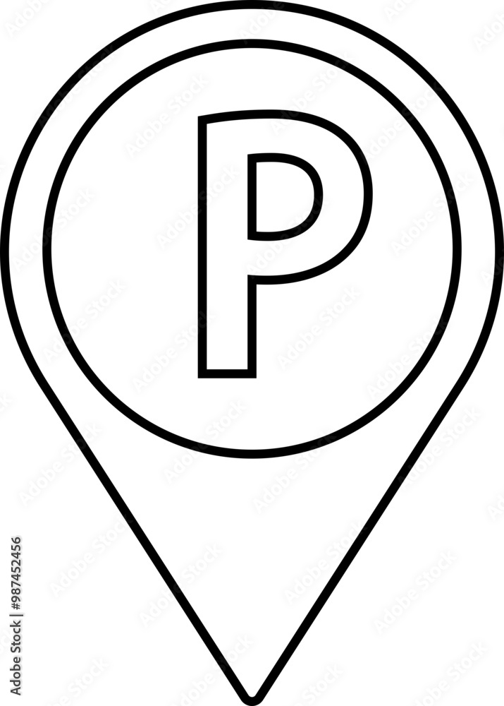 Parking icon in line style. Car parking place vector. Traffic sign illustration. Public parking, road sign and pin marker icon isolated on transparent background. Street road sign business concept. Parking icon in line style. Car parking place vector. Traffic sign illustration. Public parking, road sign and pin marker icon isolated on transparent background. Street road sign business concept.