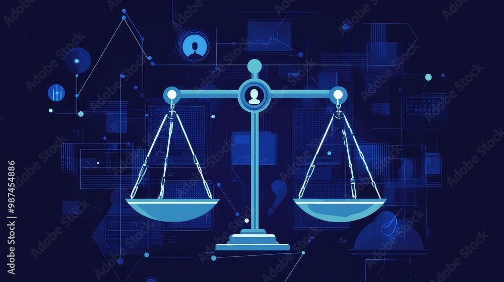 Visual representation of privacy vs. security in cybersecurity, with a scale balancing the two concepts. Visual representation of privacy vs. security in cybersecurity, with a scale balancing the two concepts.