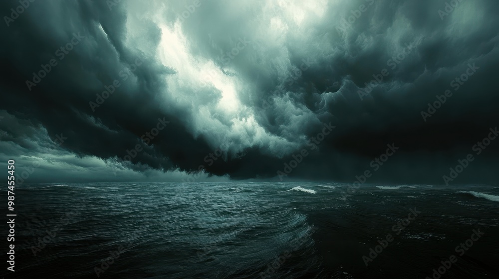 Dramatic Stormy Ocean with Dark Clouds and Rough Waves Captured in High Resolution Dramatic Stormy Ocean with Dark Clouds and Rough Waves Captured in High Resolution