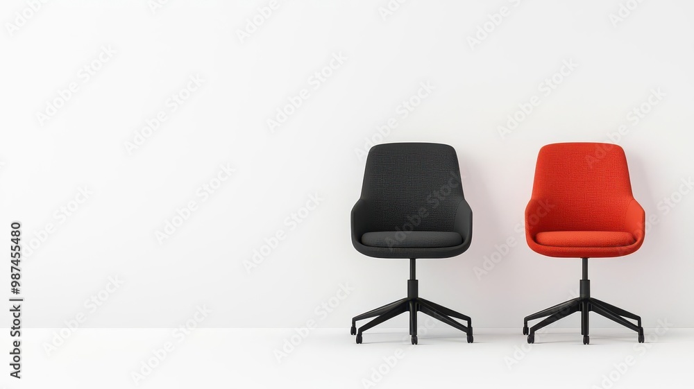 Design a modern office chair in a rear view perspective, displaying iterations of the design process in a creative way Design a modern office chair in a rear view perspective, displaying iterations of the design process in a creative way
