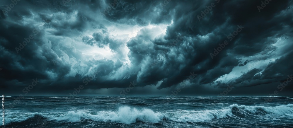 Dramatic Stormy Ocean with Dark Clouds and Turbulent Waves Captured in High Resolution Dramatic Stormy Ocean with Dark Clouds and Turbulent Waves Captured in High Resolution
