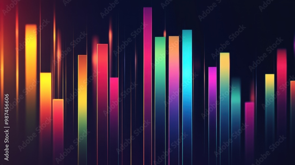 Vibrant Colorful Bar Graphs on Dark Background Representing Data Visualization and Analytics Vibrant Colorful Bar Graphs on Dark Background Representing Data Visualization and Analytics