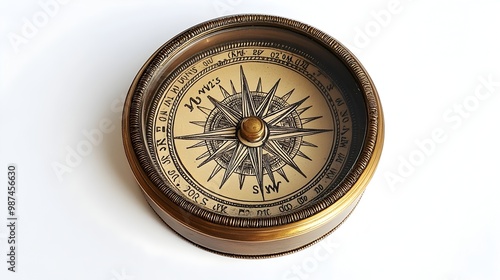 Vintage Brass Compass with Intricate Engraving Timeless Office Decor with Exploratory Spirit