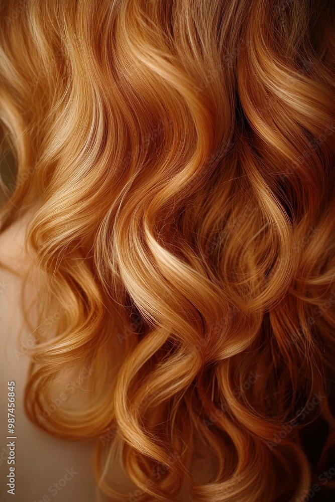 Close-Up of Wavy Red Hair with Golden Highlights in Soft Natural Light Close-Up of Wavy Red Hair with Golden Highlights in Soft Natural Light