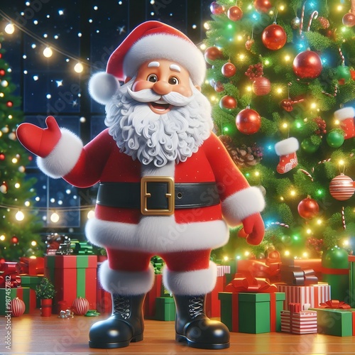 santa claus with gift box