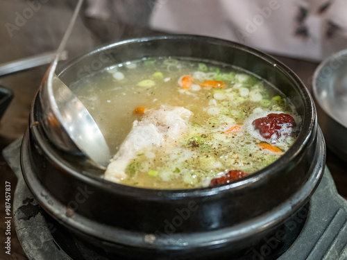 Ginseng Chicken Soup, Korean favorite hot bowl menu