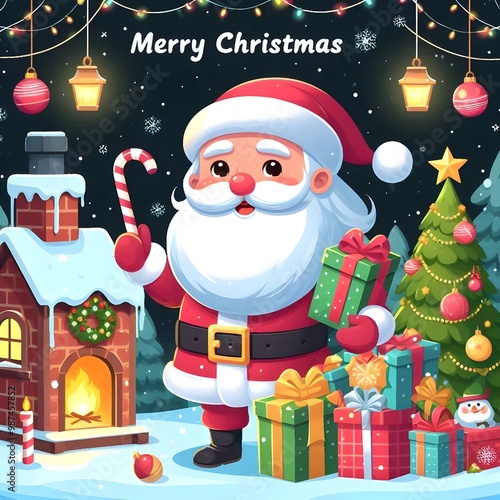 santa claus and christmas tree
