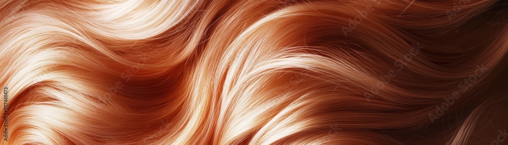 Close-up of Wavy Strawberry Blonde Hair with Natural Highlights and Soft Texture Close-up of Wavy Strawberry Blonde Hair with Natural Highlights and Soft Texture