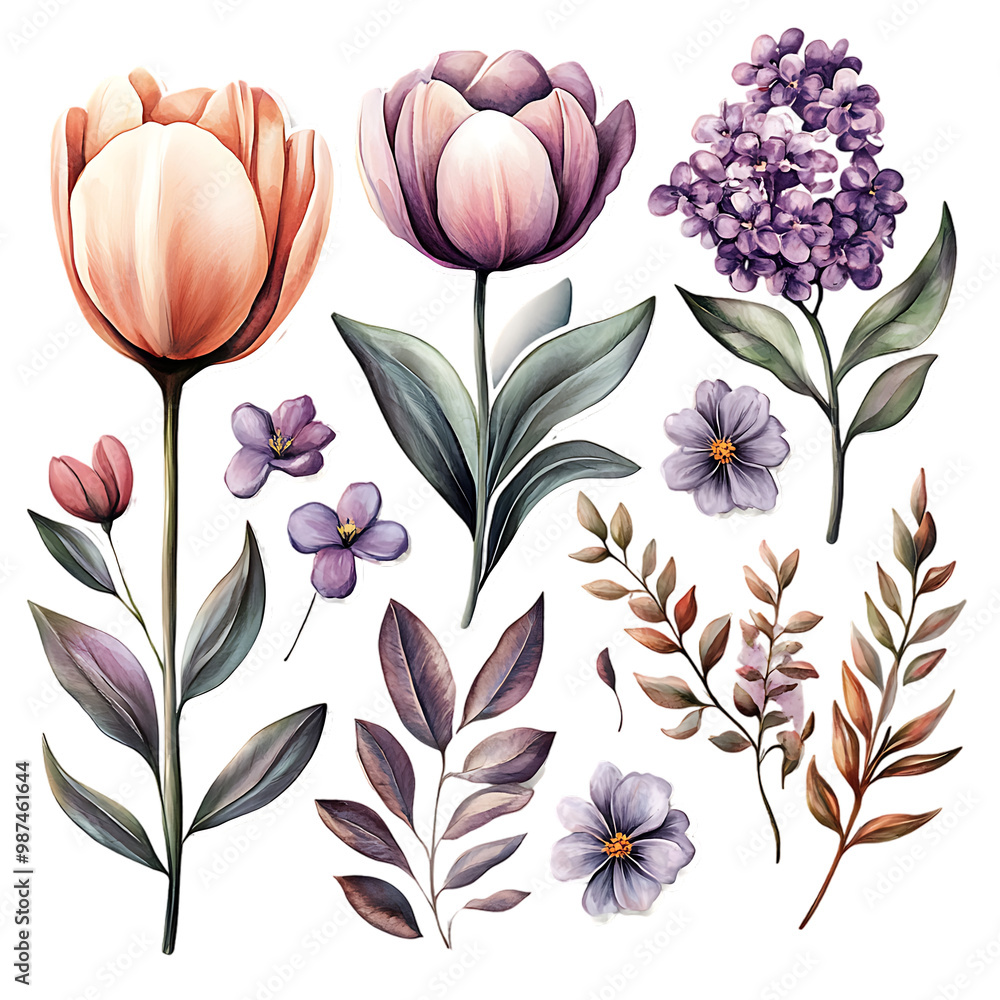 Delicate Watercolor Flower Stickers Delicate Watercolor Flower Stickers