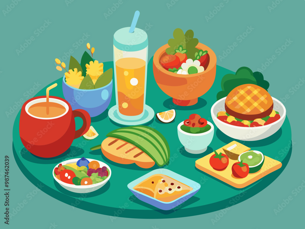 Set of products for Breakfast in a flat style. stock illustration Set of products for Breakfast in a flat style. stock illustration
