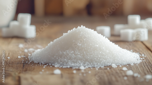 The Essence of Sweetness: White Sugar and Cubes photo