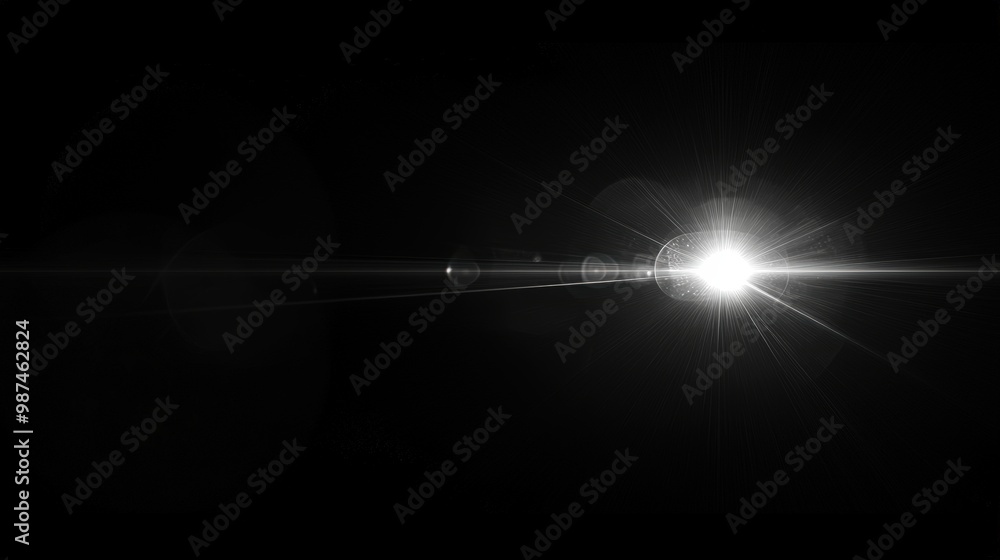 Fototapeta premium Bright lens flare on black