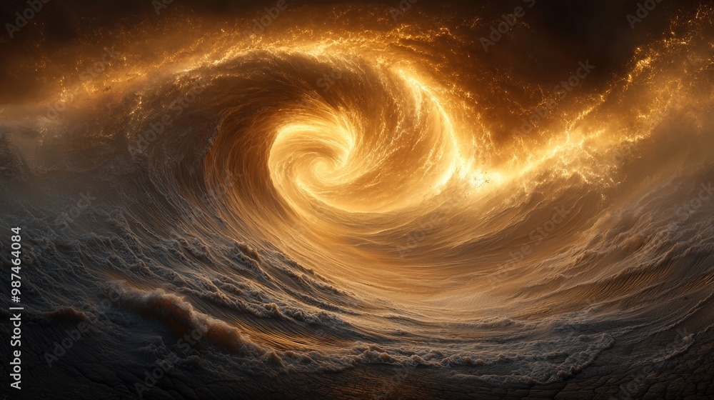 Captivating Swirling Waves in Fiery Display Captivating Swirling Waves in Fiery Display