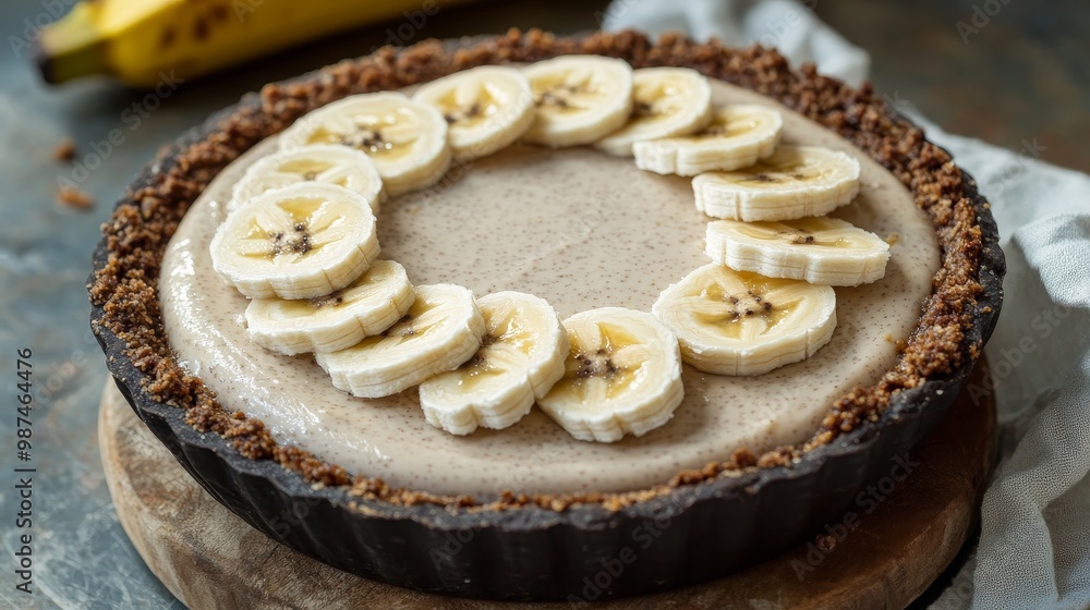 Delicious Raw Vegan Banana Cream Pie with Gluten-Free Crust and Fresh Banana Toppings Delicious Raw Vegan Banana Cream Pie with Gluten-Free Crust and Fresh Banana Toppings