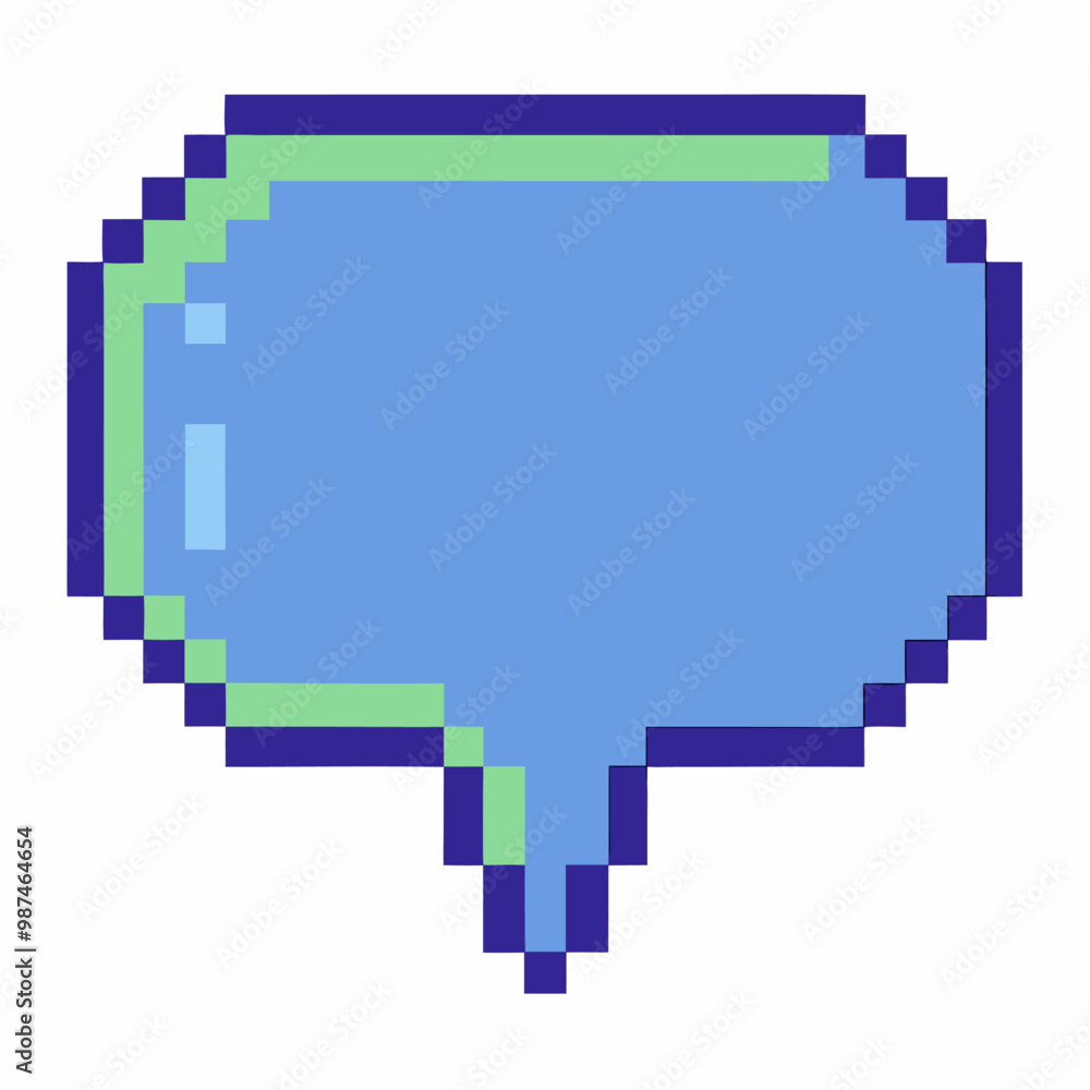 Pixel Art Speech Bubble Blank Blue Chat Balloon in 8 Bit Style Pixel Art Speech Bubble Blank Blue Chat Balloon in 8 Bit Style