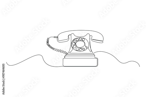 Telephone one line art drawing.  Communication concept vector background. 