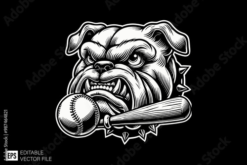 bulldog tattoo ideas dark art style vector design black and white illustration