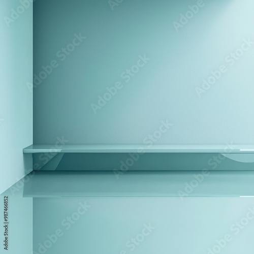 Empty shelf in blue room