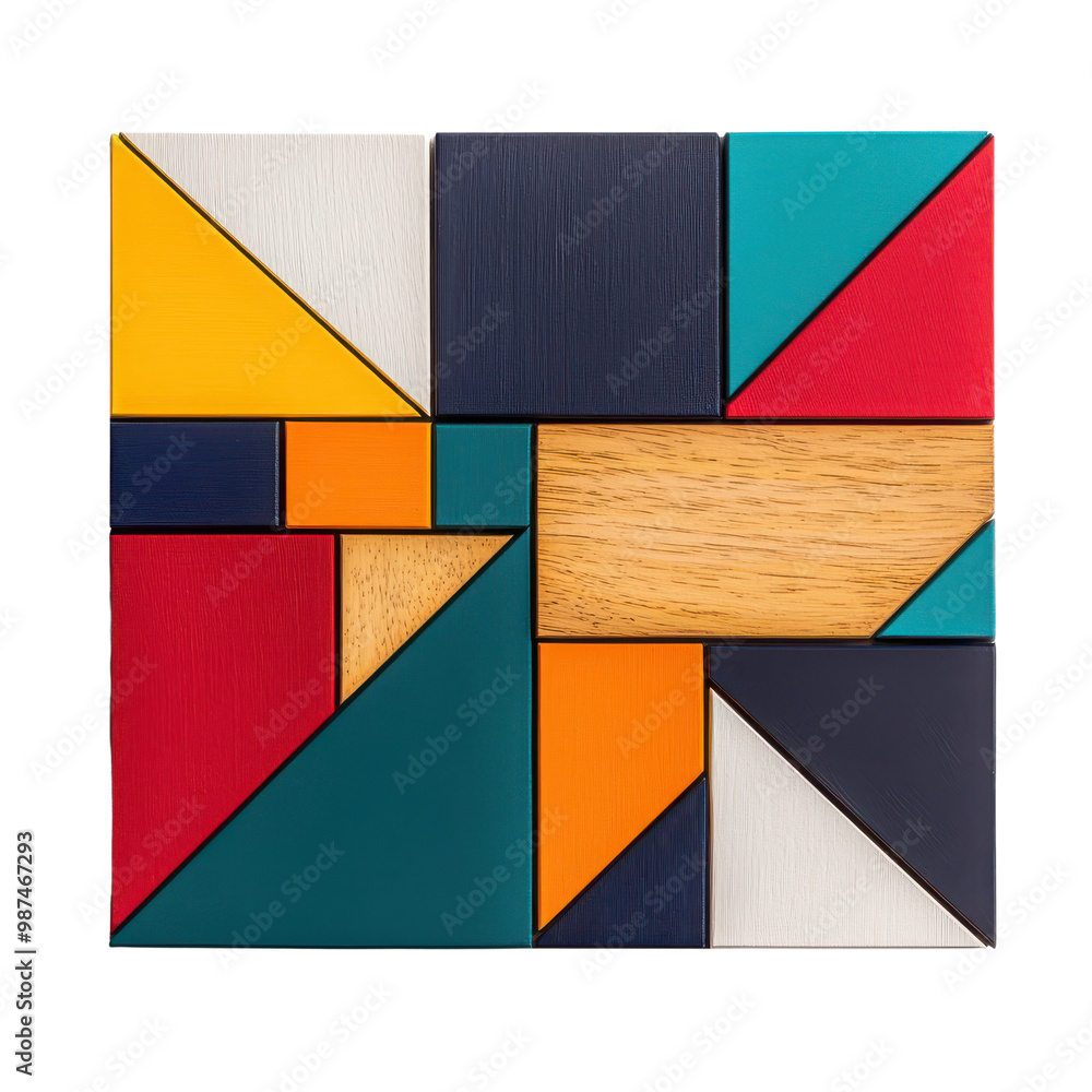 Colorful geometric puzzle pieces arranged in an artistic design, perfect for creative backgrounds and modern decor. Colorful geometric puzzle pieces arranged in an artistic design, perfect for creative backgrounds and modern decor.