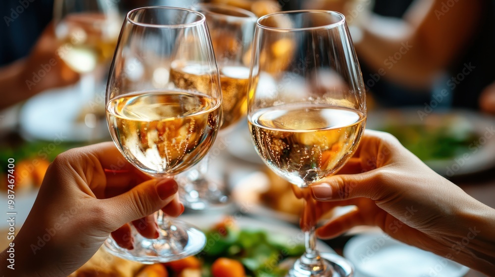 Joyful Celebration with Toasting Glasses at Gathering Joyful Celebration with Toasting Glasses at Gathering