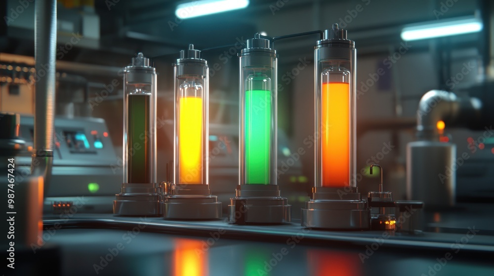 Advanced Chemical Reactors in Futuristic Lab Setting Advanced Chemical Reactors in Futuristic Lab Setting