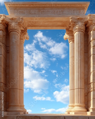 Ancient Heritage Frame Against Clear Blue Sky