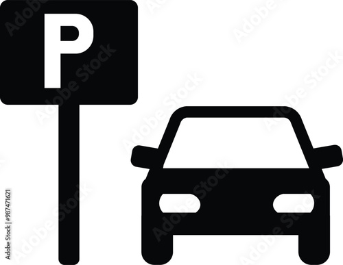 Parking icon set Outline Parking symbol vector Car Parking Lot symbol vector