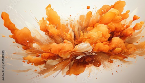 Orange Color Explosion with White Background