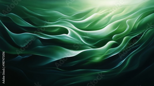 Wallpaper Mural Abstract green waves flowing calmly, serene and tranquil atmosphere. Torontodigital.ca
