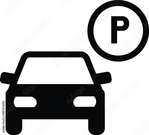 Parking icon set Outline Parking symbol vector Car Parking Lot symbol vector