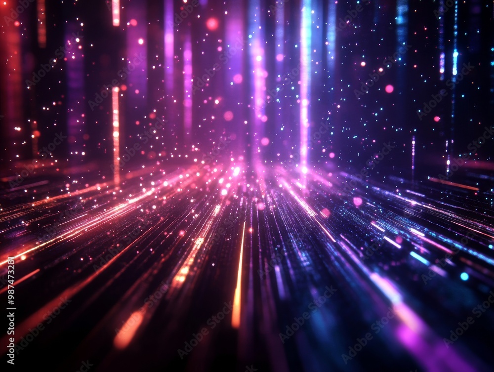 Abstract neon light streaks in vibrant colors on a dark background. Abstract neon light streaks in vibrant colors on a dark background.