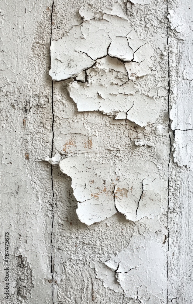 Obraz premium Cracked white paint on wall