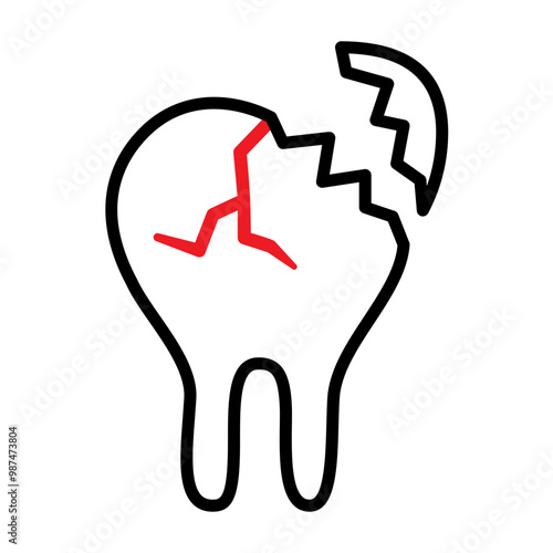 Damaged teeth icon. Unhealthy teeth icon. Dental health care icon