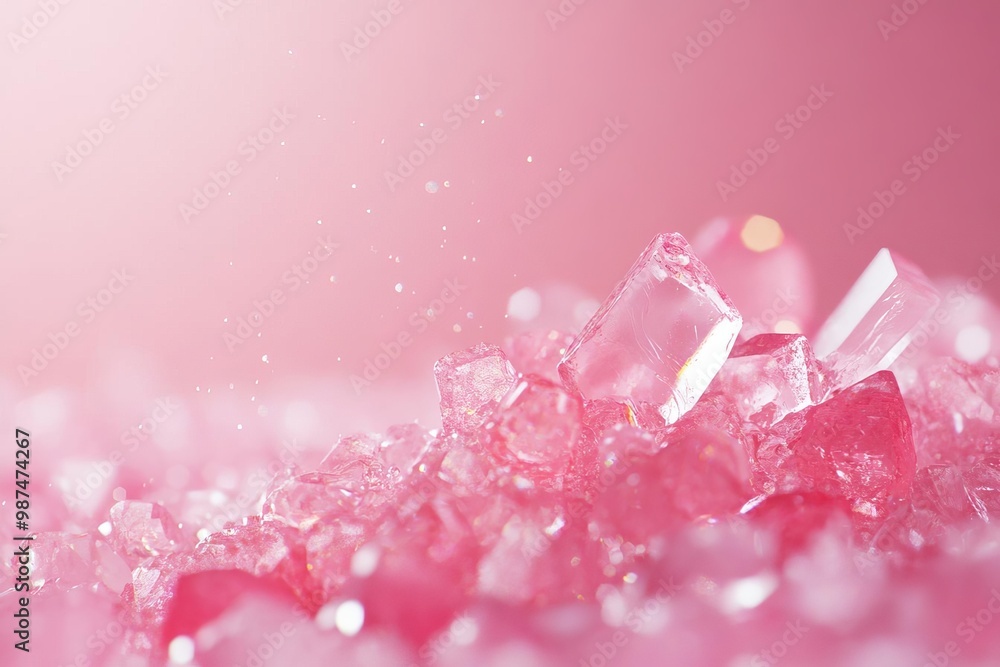 Beautiful pink crystals sparkling on a soft background. Beautiful pink crystals sparkling on a soft background.