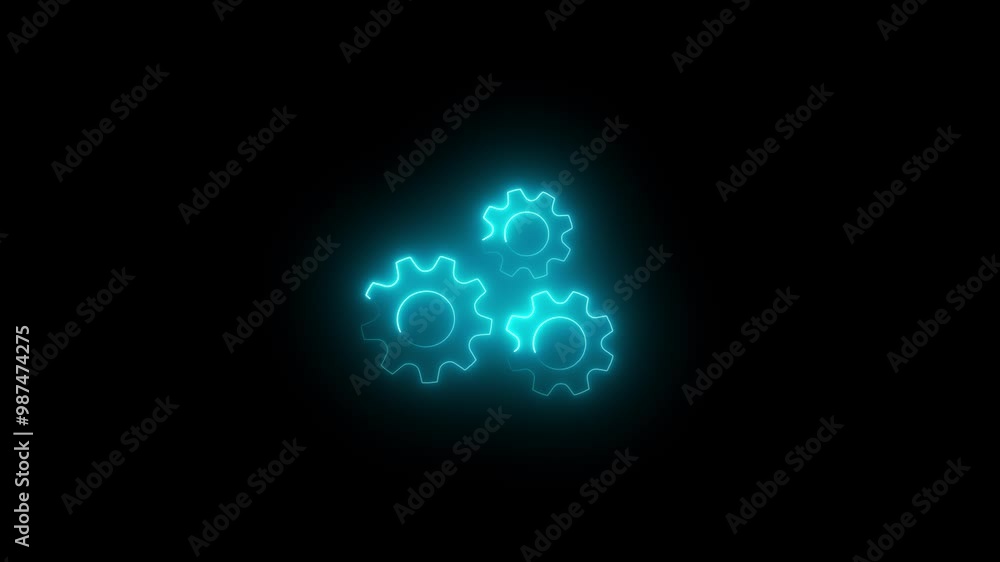 neon glowing Cog wheel gear icon animation loop motion graphics video on white background. Setting animation icon. neon glowing Cog wheel gear icon animation loop motion graphics video on white background. Setting animation icon.