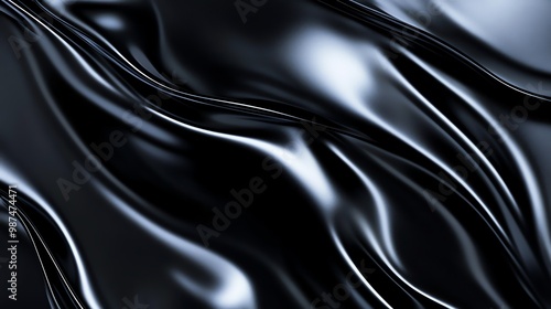 Abstract black fabric background with soft folds.