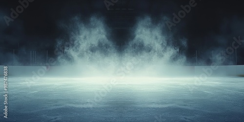 Wallpaper Mural Wide Angle View of Ice Rink with Smoke and Fog Torontodigital.ca